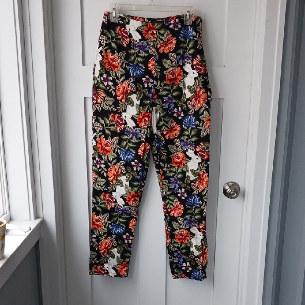 Floral High-Waisted Pants Side Zipper Collectif L/14